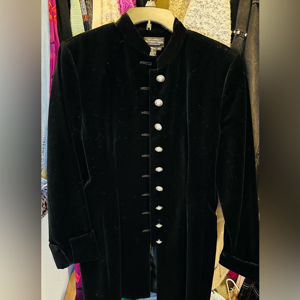 The J. Peterman Company - Black Velvet Jacket with Silver Buttons